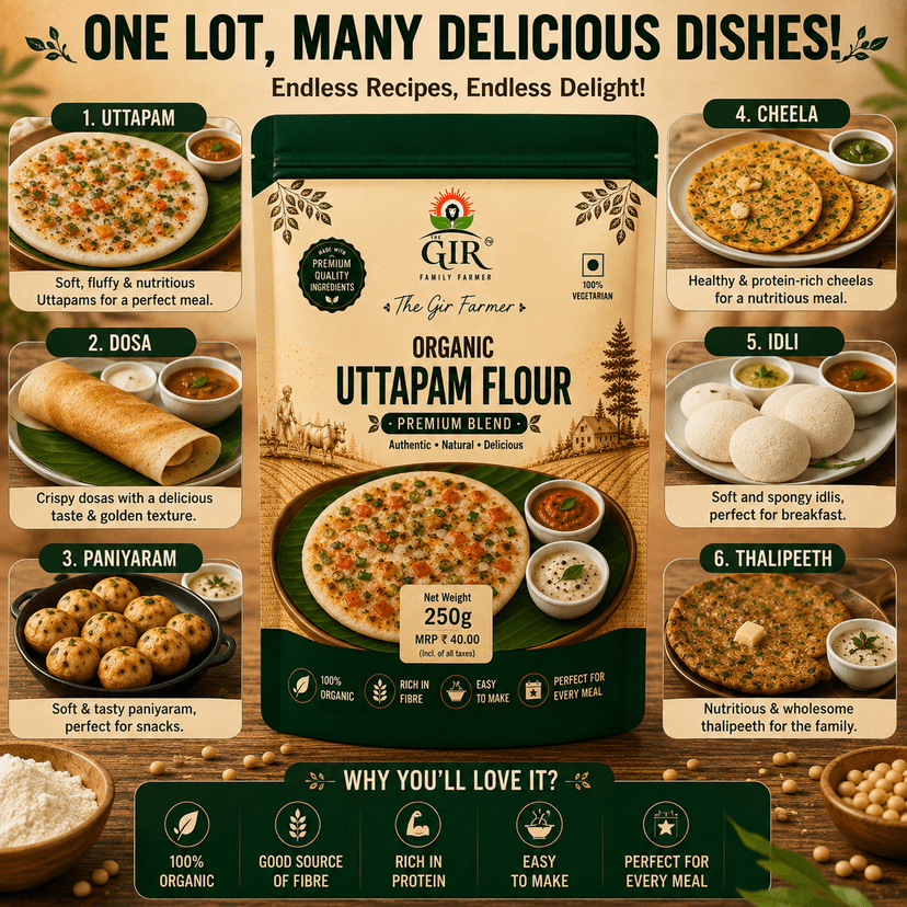 Organic Uttapam Flour Premium Blend | The Gir Farmer view 4