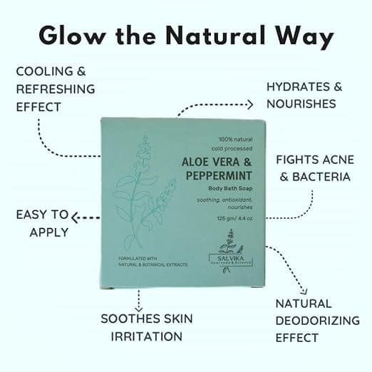 SALVIKA Aloe Vera & Peppermint 100% Natural Cold Processed Body Bath Soap view 3