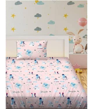 Bella Casa Cotton Single Bedsheet ( Pink )