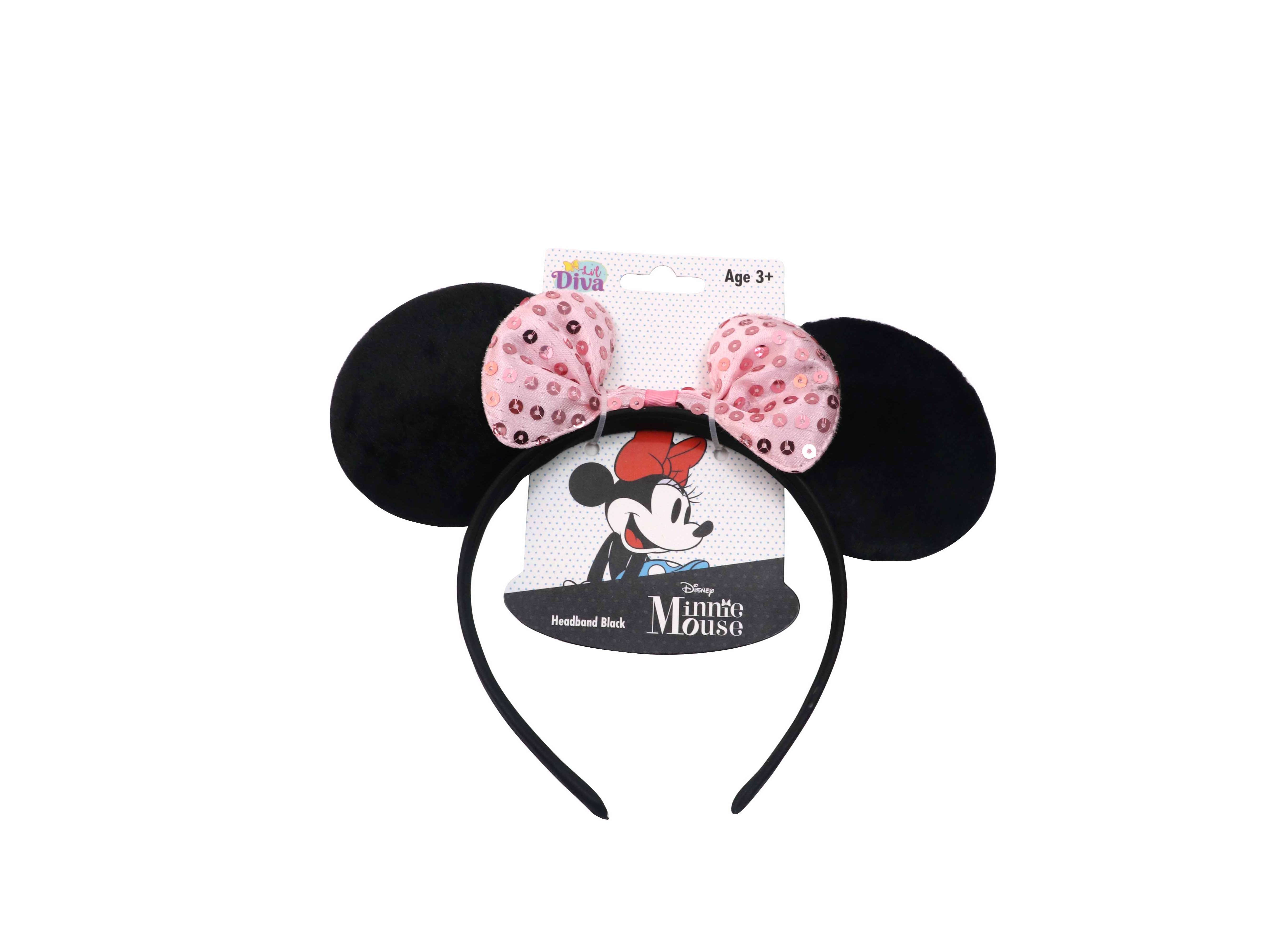 Li'l Diva Minnie Mouse Black Headband With a Pink Sequined Bow For Girls 3 Years And Above