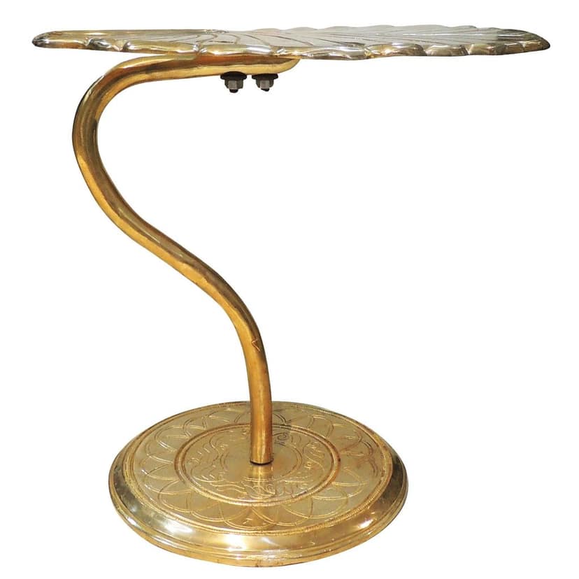 Brass Patta Leaf Shape Stool - Designer Decorative Puja Stand, Height : 17 Inch (BSMAS1683 B) view 2