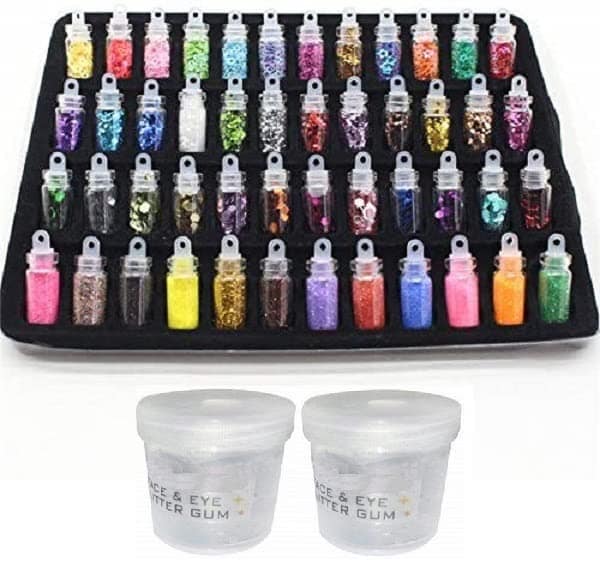 Elecsera Professional Nailart with 2 Glue 3D Nail Glitter (Multicolor)