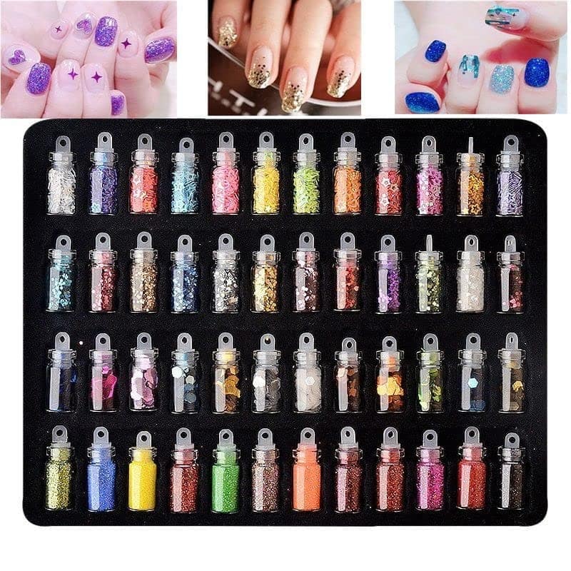 Elecsera Professional Nailart with 2 Glue 3D Nail Glitter (Multicolor) view 6