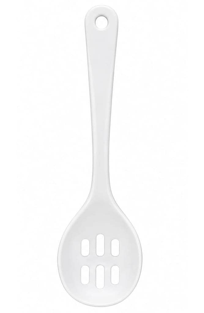 Milton Melamine Premium White Long Slotted Perforated Serving Spoon , 1 U