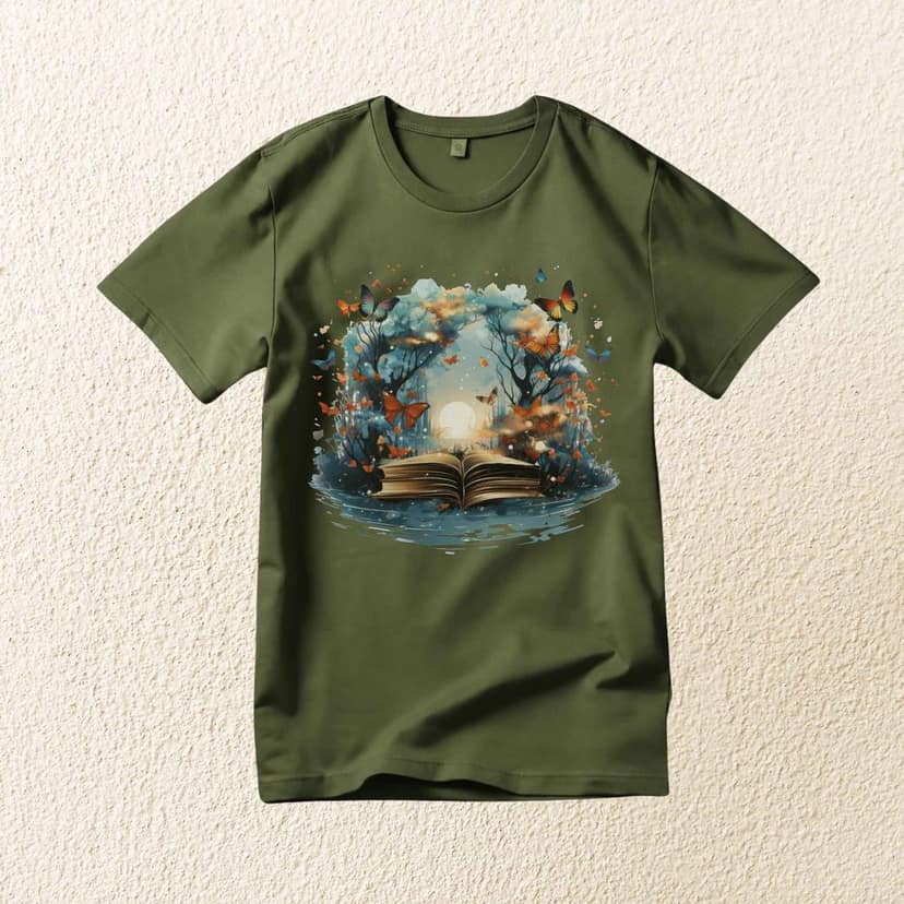Trishoolin "Enchanted Storybook Forest" Floral Theme Art T-Shirt | Design 30196MB view 2
