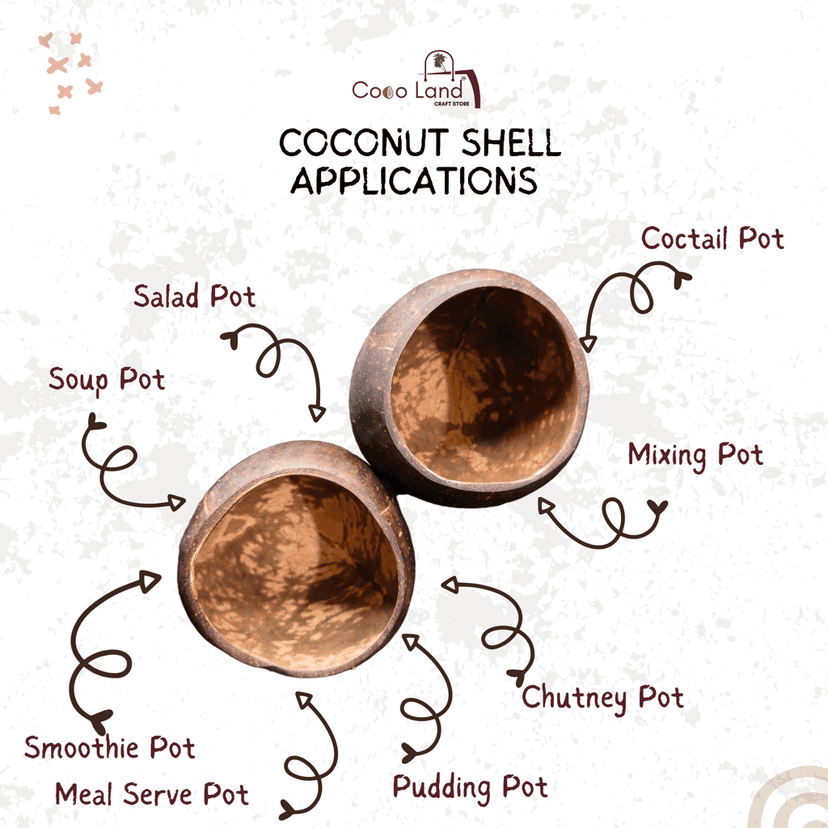Coco Land Matte Polished Full Coconut Shell Bowl With base (MEDIUM SIZE )(8-10 CM Diameter) 300 ml Decorative Bowl /Handi Craft /Craft Making /Art Shell view 2
