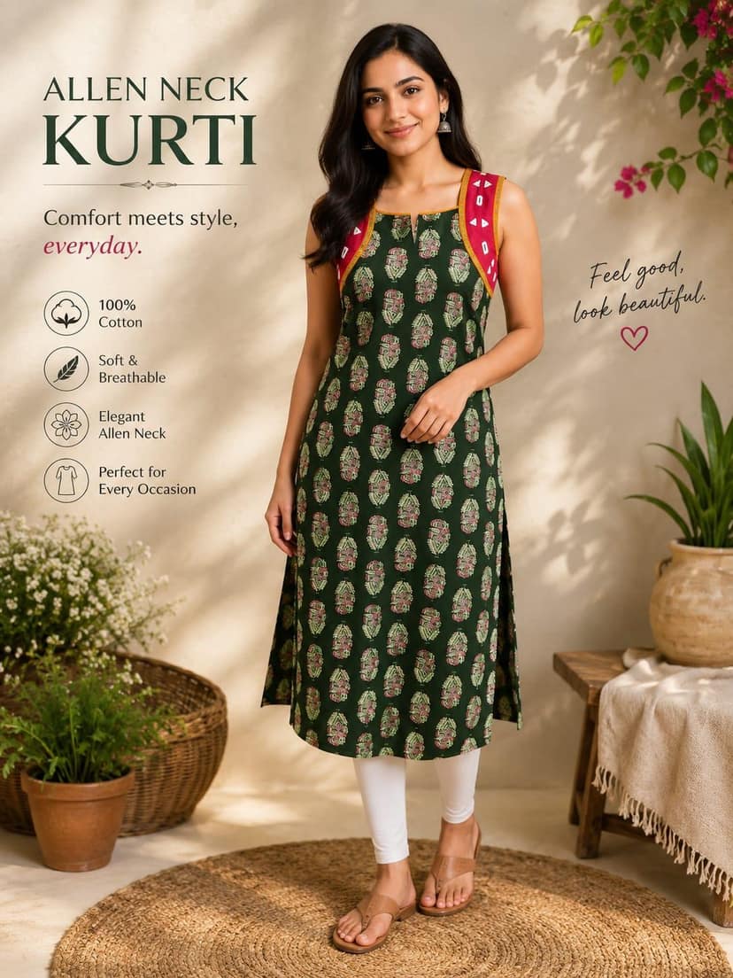 Cotton Kurti Allen Cut Sleeveless-42