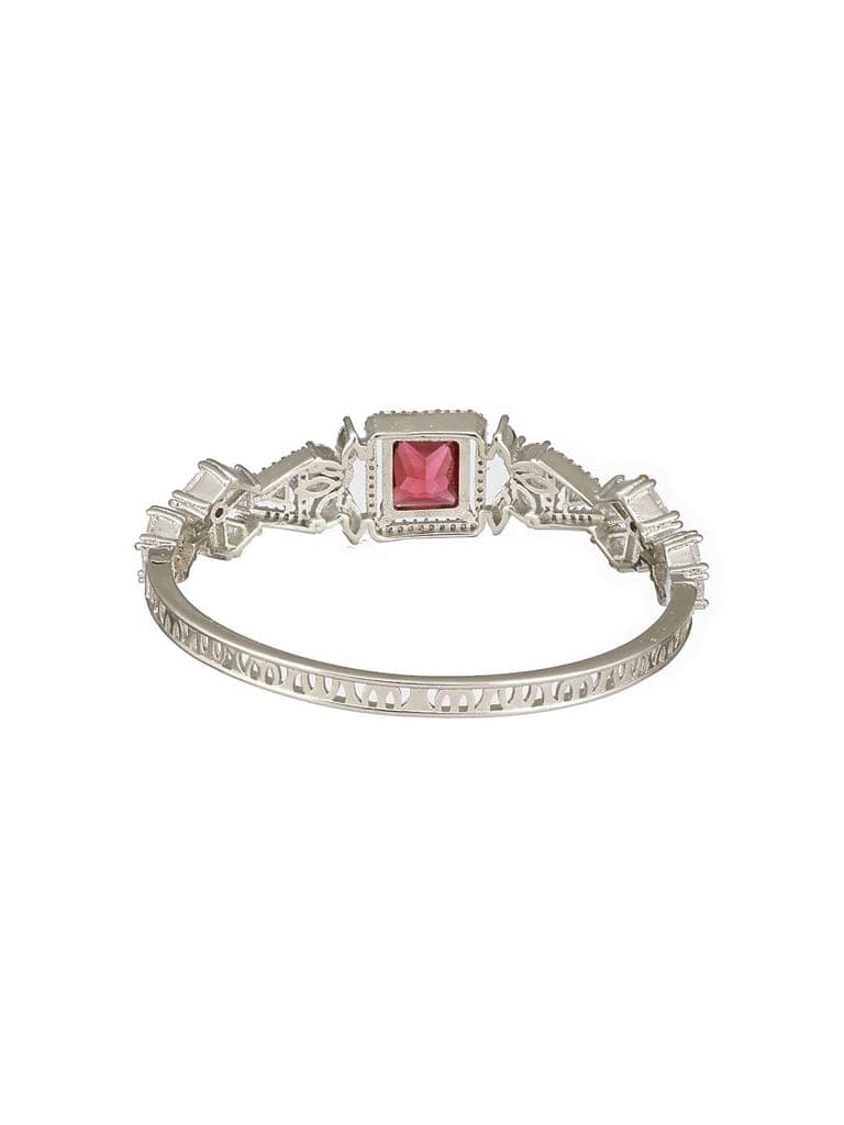 Silver Toned Red Zircon Studded Designer Kada Bracelet view 8