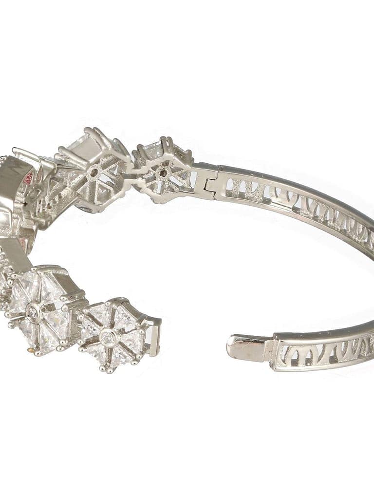 Silver Toned Red Zircon Studded Designer Kada Bracelet view 9