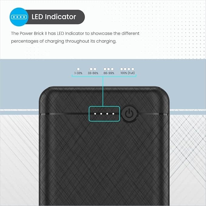 Portronics Power Brick II 10000 mAh,2.4A 12w Slim Power Bank with Dual USB Output Port for iPhone, Anrdoid & Other Devices. view 4
