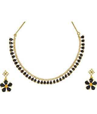 Jewar Mandi - White Brass Necklace Set ( Pack of 1 )