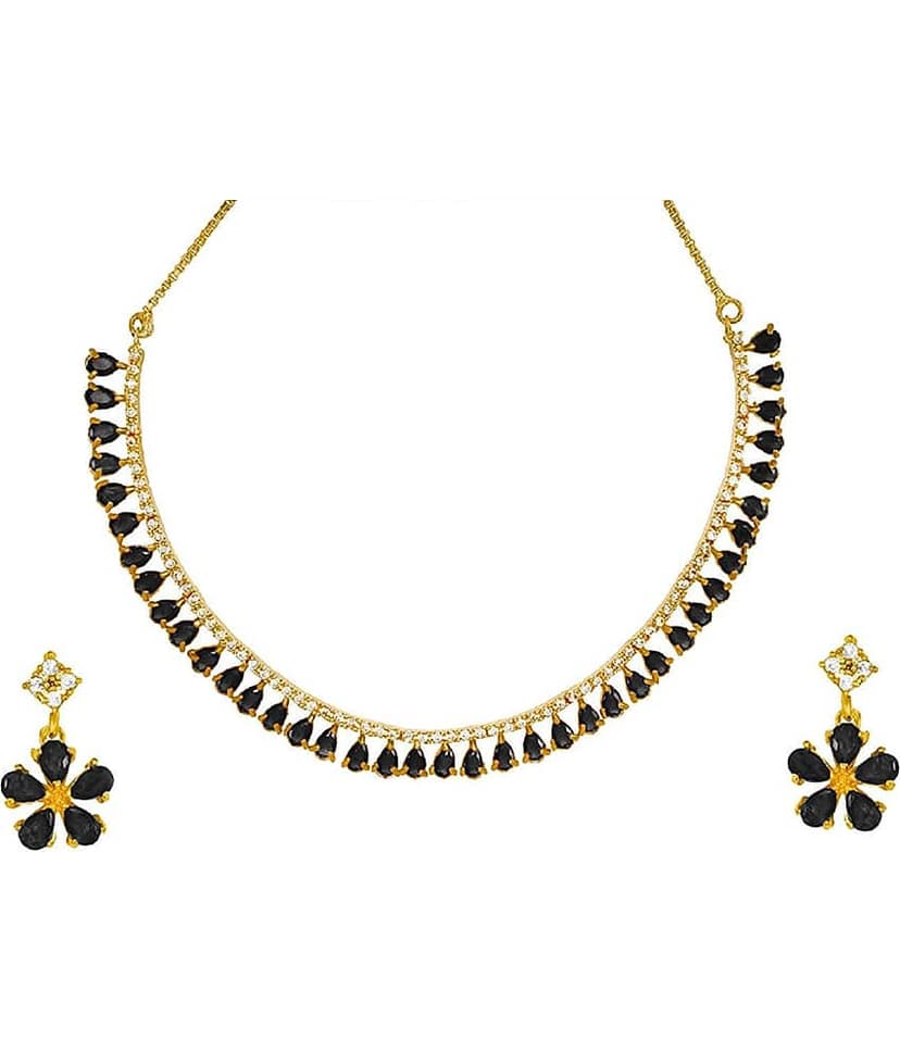 Jewar Mandi - White Brass Necklace Set ( Pack of 1 )