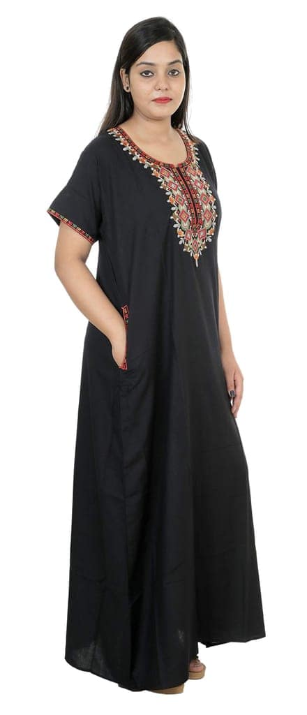 VALENCIA SLEEPWEAR Dimond Shap Embroidery Gown Maxi Nightwear Nighty Lizzy Bizzy Soft Fabric view 2
