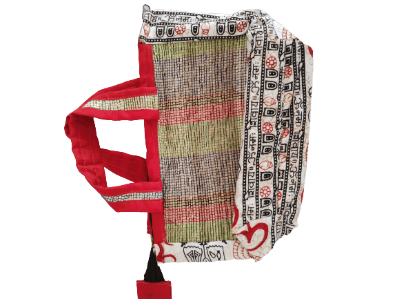 Om Side Bag (Banana Fiber) White & Red view 2
