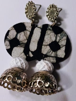 Handmade Bohemian Fabric Earrings with Silver Zumka