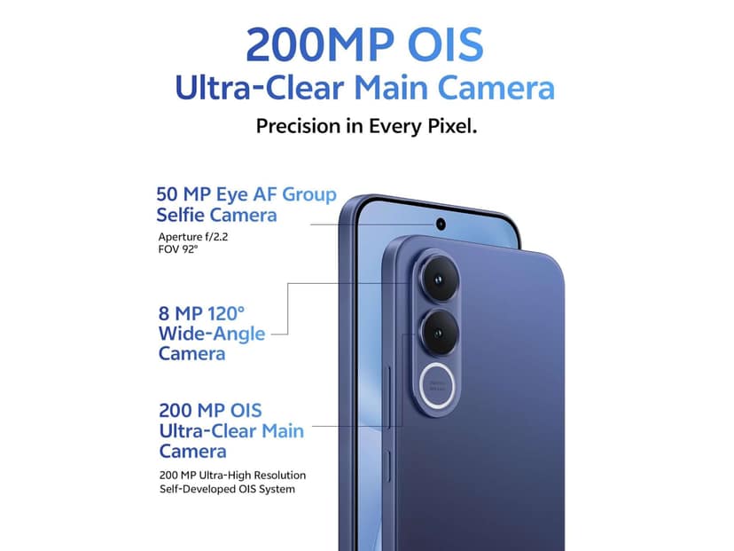 Vivo V70 FE 5G (8GB RAM, 256GB Storage)Smartphone 5G Connectivity, FHD+ Display, Fast Performance & Long Battery Life - Monsoon Blue view 2