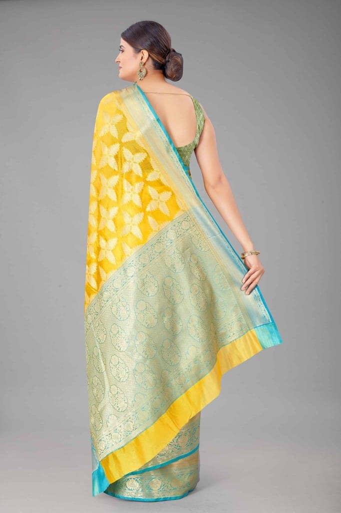 Women's Pure Kanjeevaram Woven Mustard Saree view 3