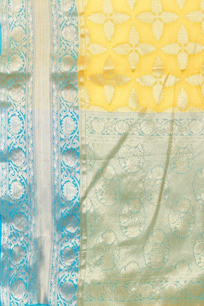 Women's Pure Kanjeevaram Woven Mustard Saree view 5