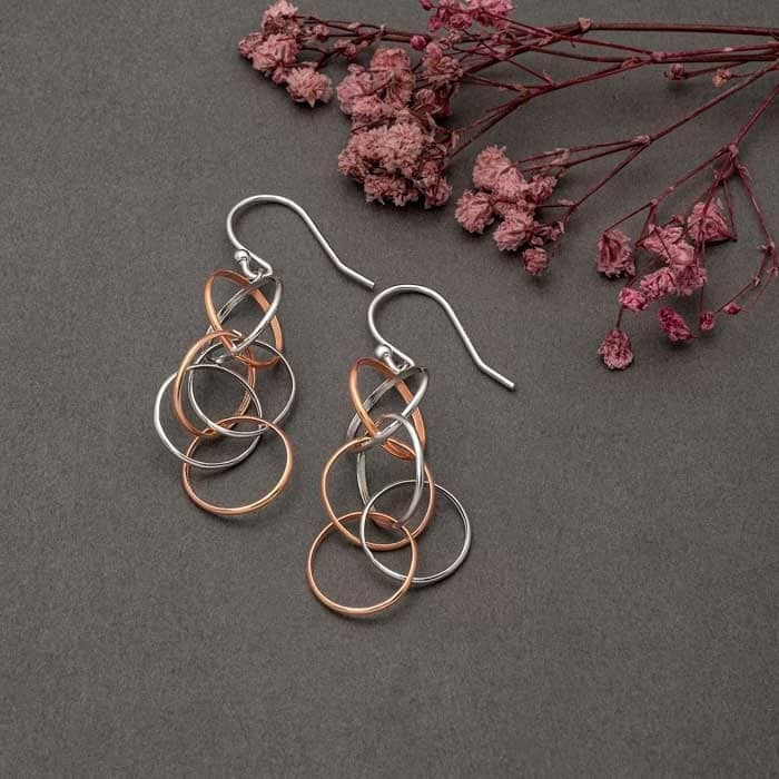 18k Rose Gold Plated Two Tone Silver Eternal Earrings view 3
