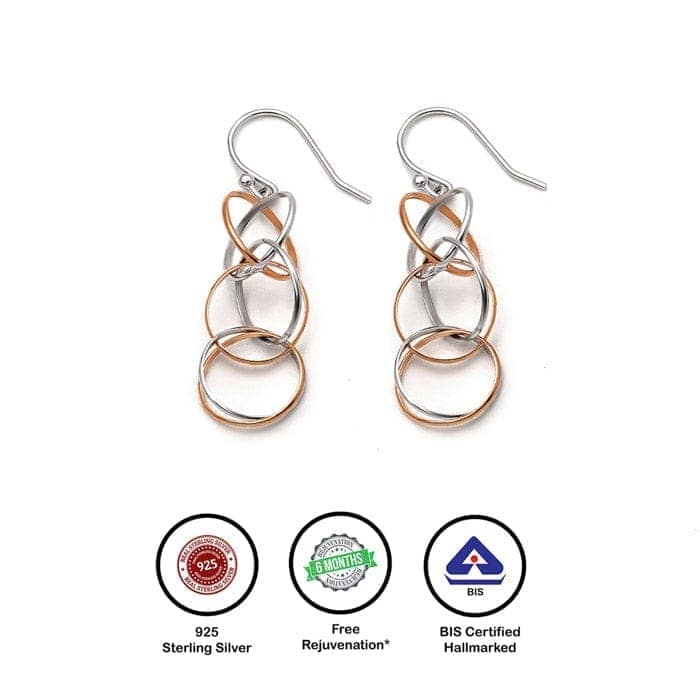 18k Rose Gold Plated Two Tone Silver Eternal Earrings view 6