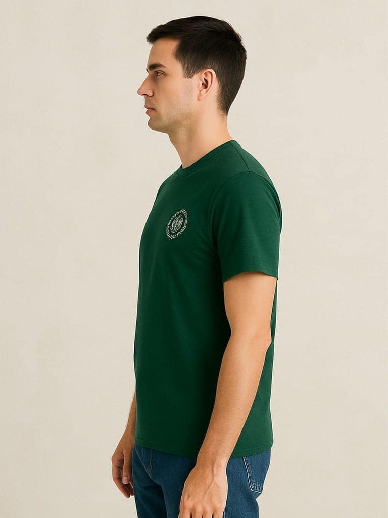 Cotton Green Plain Round neck T-Shirt