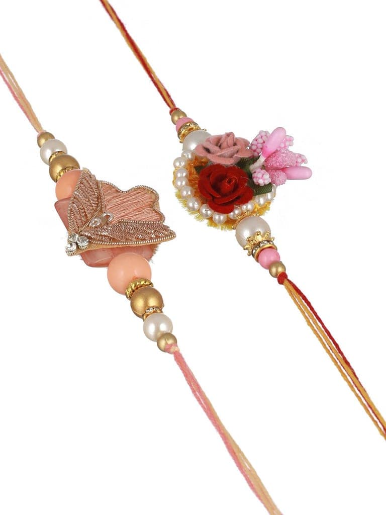 Set of 2 Kundan & Pearl Beaded Rakhi with Roli Chawal view 3