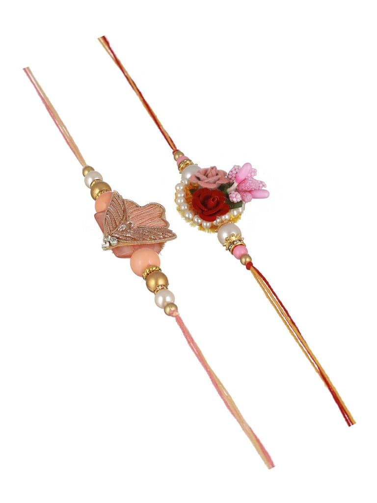 Set of 2 Kundan & Pearl Beaded Rakhi with Roli Chawal view 4