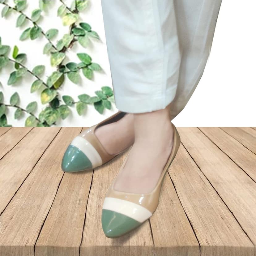 Colorblock Comfortable and Stylish Ballets Flats | for Casual Wear, Party and Formal Wear Occasions l | Bellies for Women & Girls Beige view 4