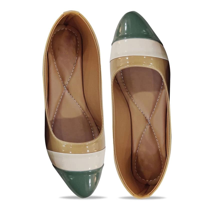 Colorblock Comfortable and Stylish Ballets Flats | for Casual Wear, Party and Formal Wear Occasions l | Bellies for Women & Girls Beige view 5