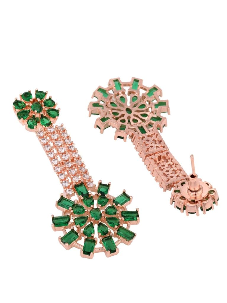 Rose gold Toned Green AD Studded Contemporary Choker Jewellery Set Tika view 6