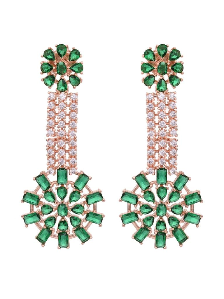 Rose gold Toned Green AD Studded Contemporary Choker Jewellery Set Tika view 8