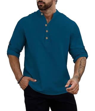 UNI VIBE Indigo Cotton Men's Shirt Style Kurta ( Pack of 1 )