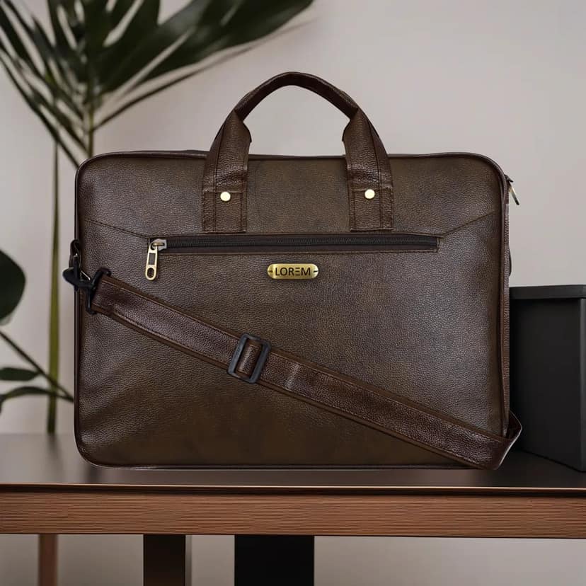 LOREM Tan Color Faux Leather 10L Laptop Messenger Bag For Men & Women BG09 view 2