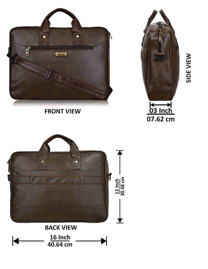 LOREM Tan Color Faux Leather 10L Laptop Messenger Bag For Men & Women BG09 view 3