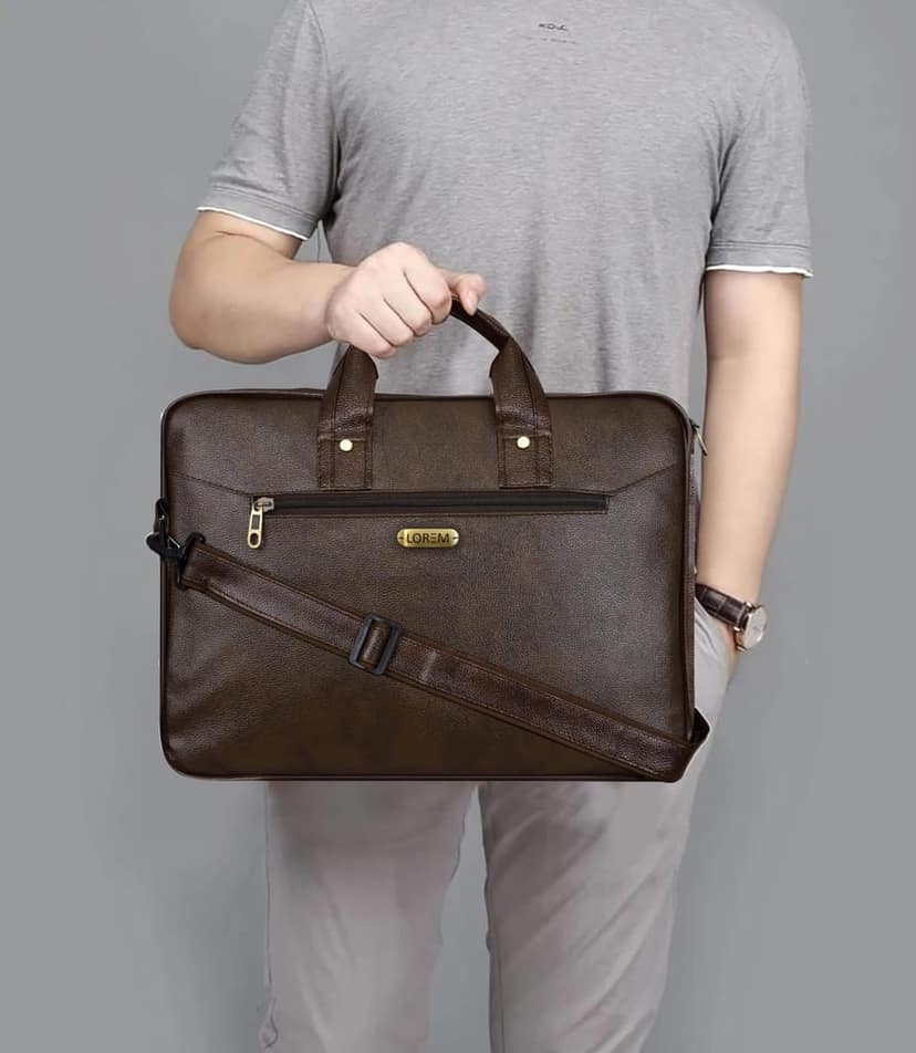 LOREM Tan Color Faux Leather 10L Laptop Messenger Bag For Men & Women BG09 view 7