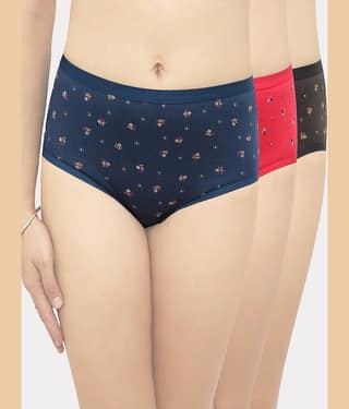 IN CARE LINGERIE Pack of 3 Cotton Printed Women's Briefs ( Multi Color )
