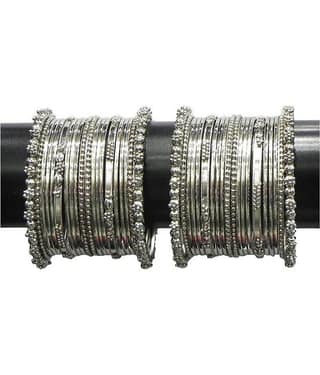 YouBella Jewellery Traditional Silver Plated Oxidized Bracelet Bangles Set For Girls and Women