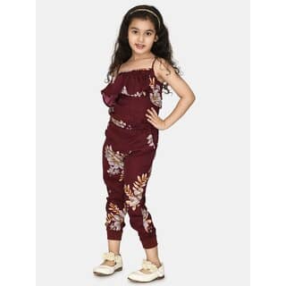Kids Cave Printed Girls Jumpsuit