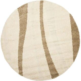 GALLERY HOME Silky Smooth Anti-Skid Shaggy Round Carpet with 2 inch Thickness (9 x 9 Round, Ivory K2) view 2