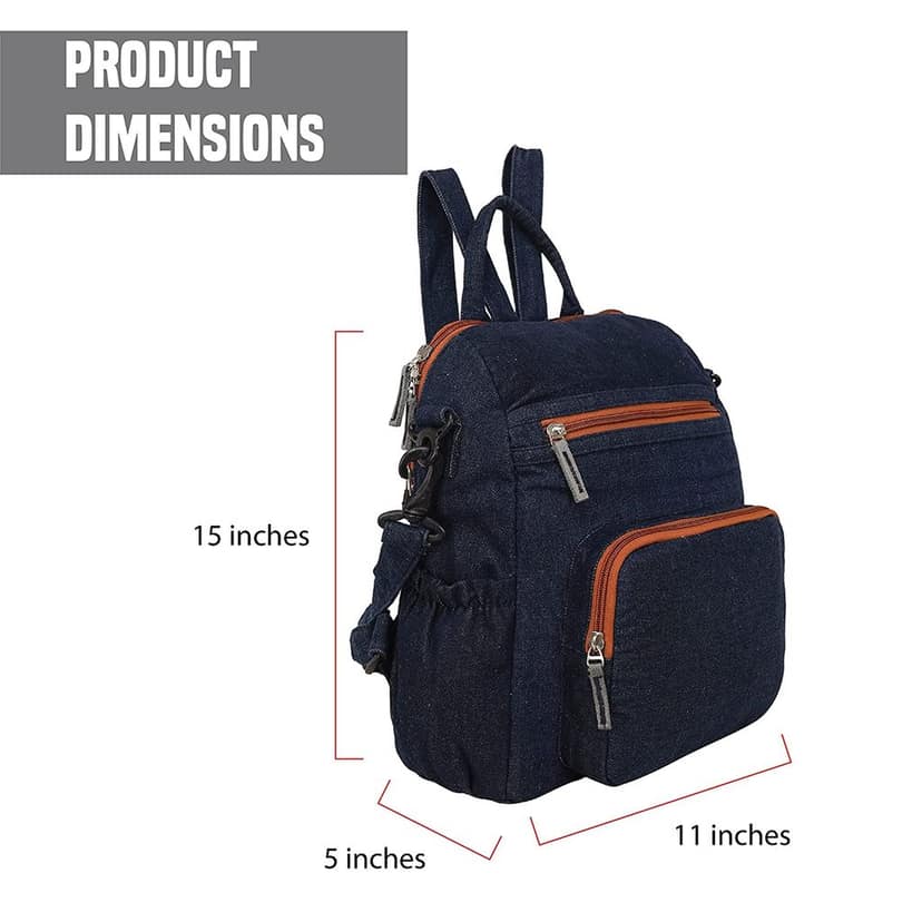 The Purani Jeans College Bags For Girls Stylish School Tuition Backpacks For Women Men New Denim Fashion Ladies Handbag Multipocket With Adjustable Strap. view 2