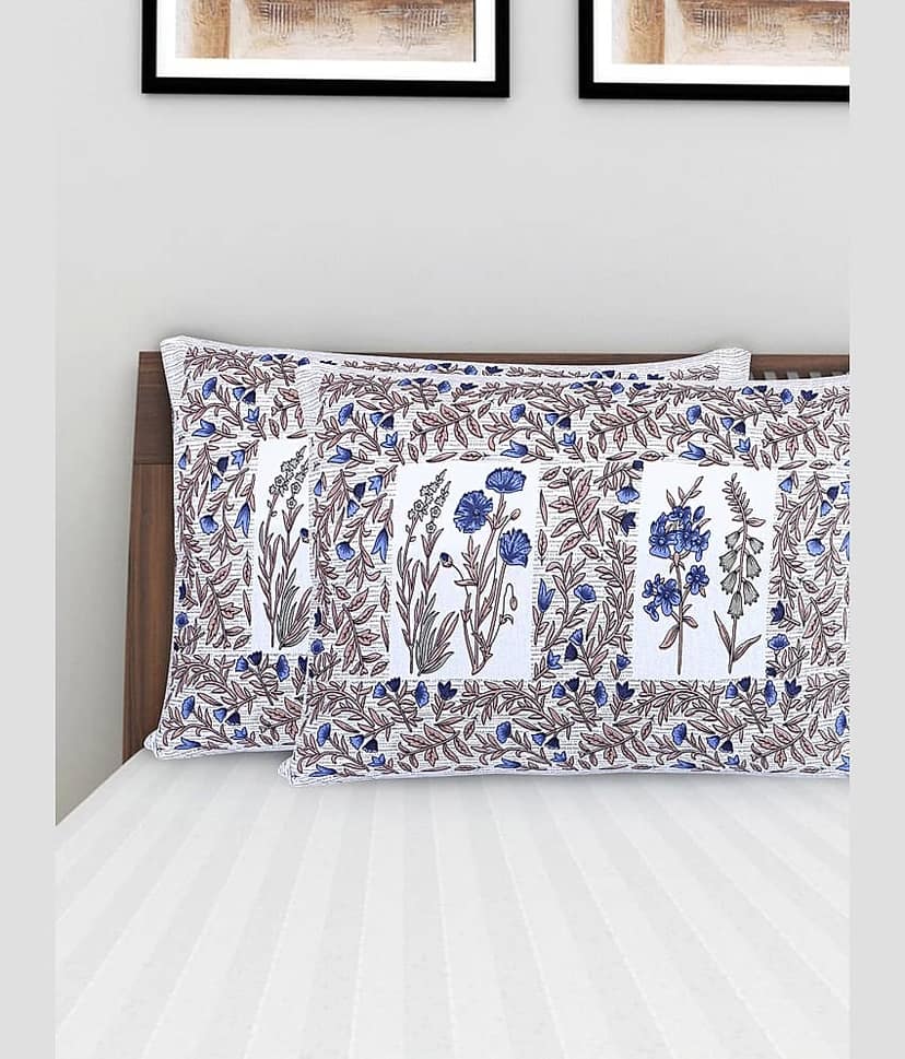 AJ Home - Pack of 2 Cotton Ethnic Regular Pillow Cover ( 68.58 cm(27) x 43.18 cm(17) ) - Blue view 2