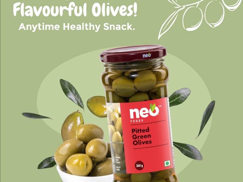 Neo Foods Pitted Green Olives 360g view 2