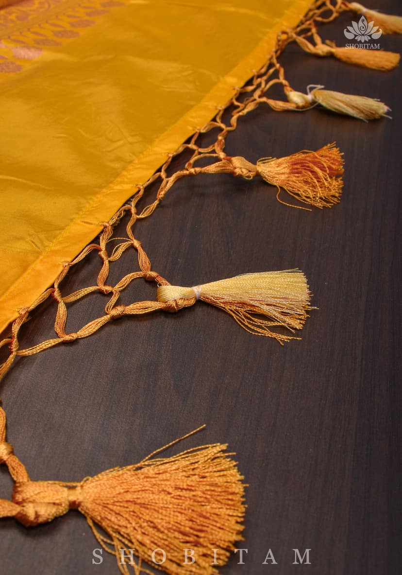 Deep Brown and Mustard Katan Banarasi Silk Saree |SILK MARK CERTIFIED view 7
