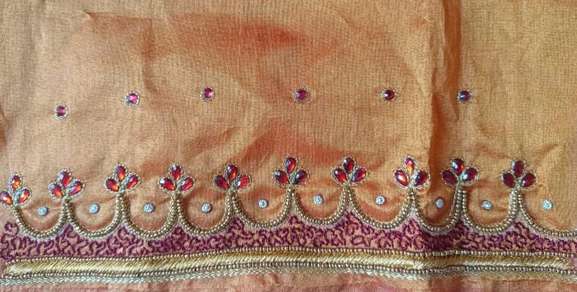 Exquisite Hand Embroidered Blouse Design With Zari and Stone Work view 2