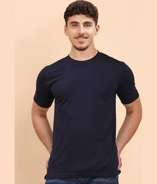 ENCIGER Men 100% Cotton Regular Fit Solid T-Shirt ( black )