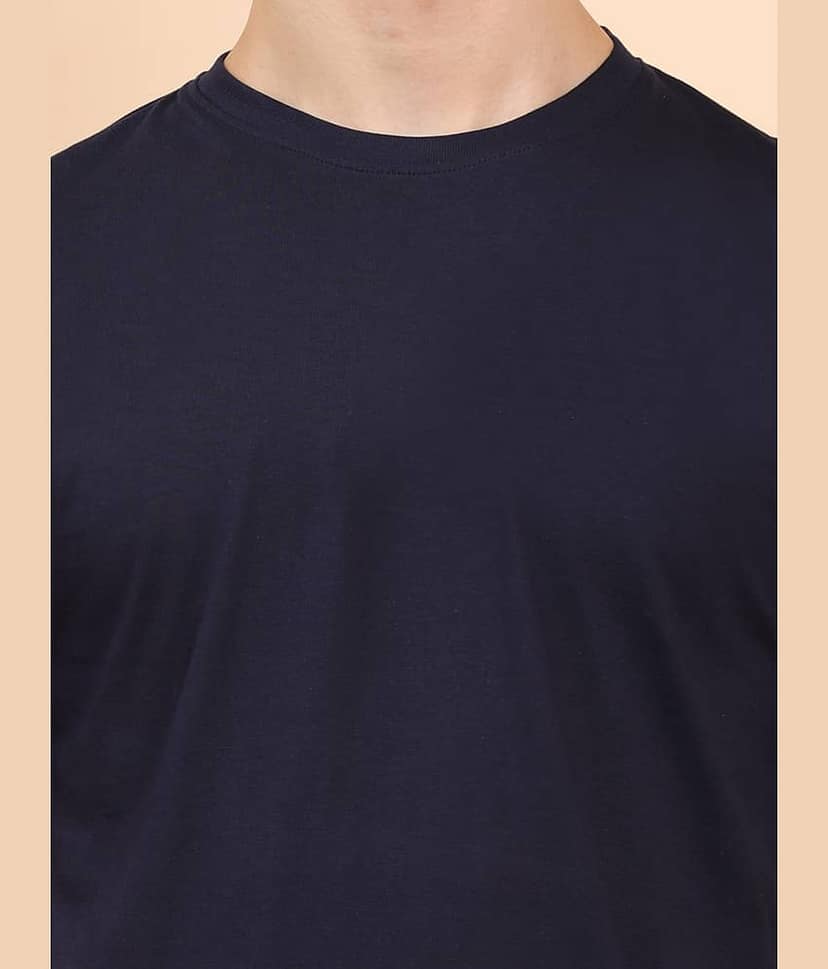 ENCIGER Men 100% Cotton Regular Fit Solid T-Shirt ( black ) view 2