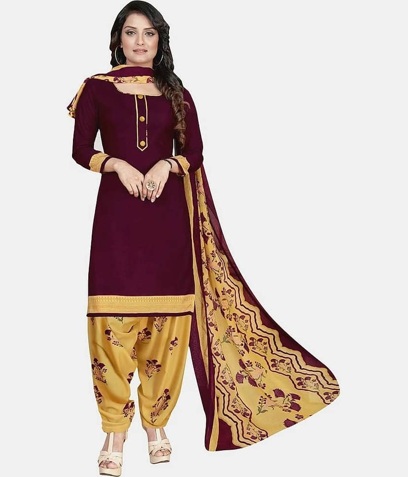 Kkrish Unstitched Crepe Solid Dress Material - Maroon ( Pack of 1 )