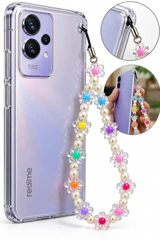 Colorful Pearl and Flower Phone Lanyard Charm