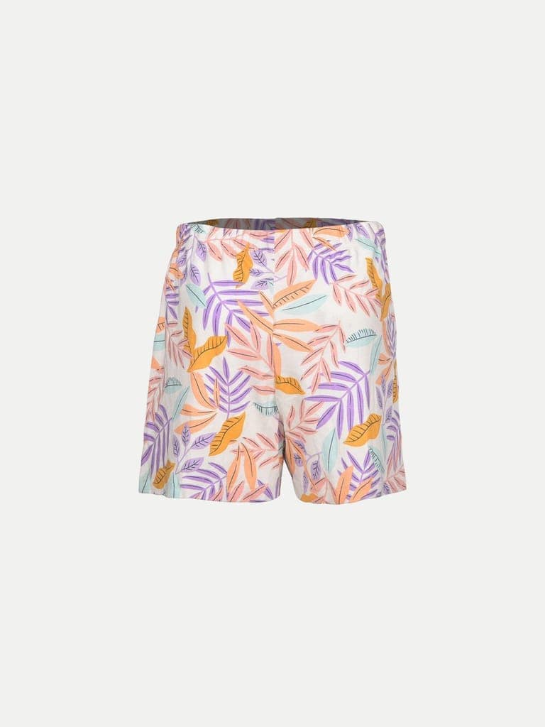 Teen Girls Grey leaf Printed AOP Knitted Shorts view 4