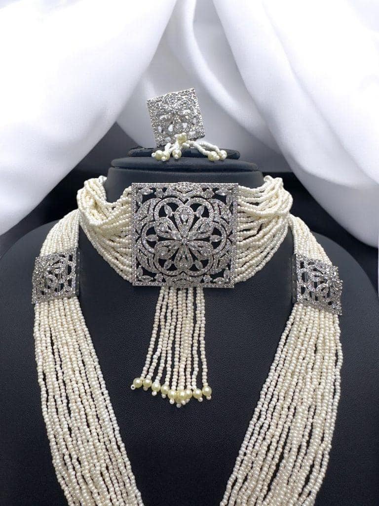 Belt Set With CZ Stones and Pearls - Signature Collection By Amit Chauhan And Sons view 3